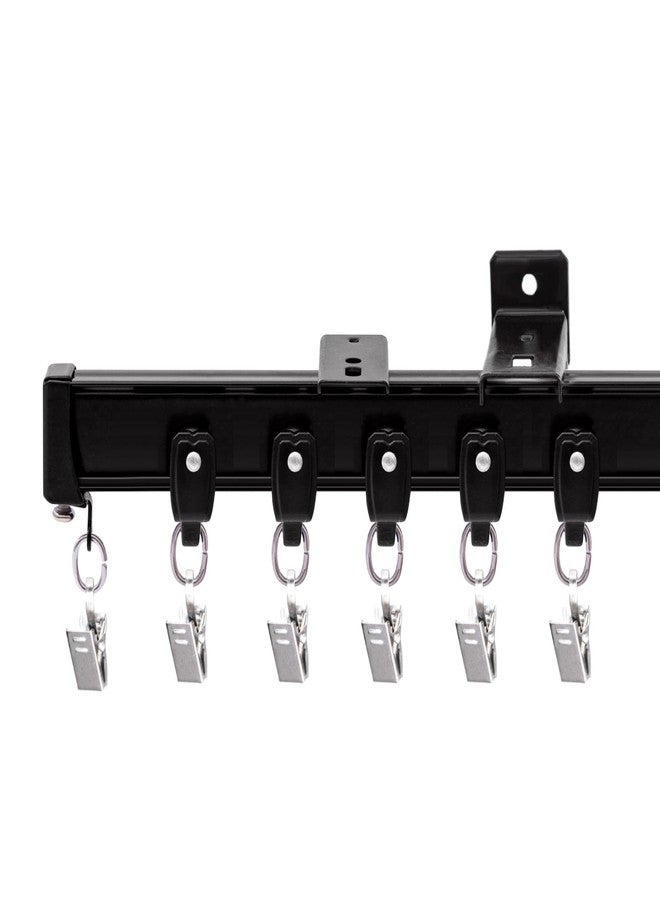 hoeflife Flexible Ceiling Curtain Tracks, Ceilings Track for Curtains, Aluminum Curtains Track Ceilings Mount,Wall Mount Curtain Rail, Ceiling Curtain Rod, Sliding Curtain Tracks with Clips (Black 9FT) - Image 1